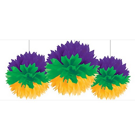 180000 Green Purple And Gold Mardi Gras Tissue Paper Fluffy Decorations Assortment - Pack Of 6