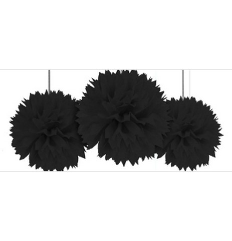 18055.10 Black Fluffy Decorations - Pack Of 36