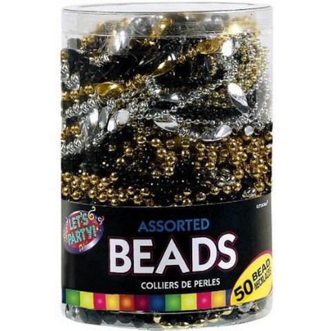 399408 Black, Gold And Silver Bead Necklaces - Pack Of 200