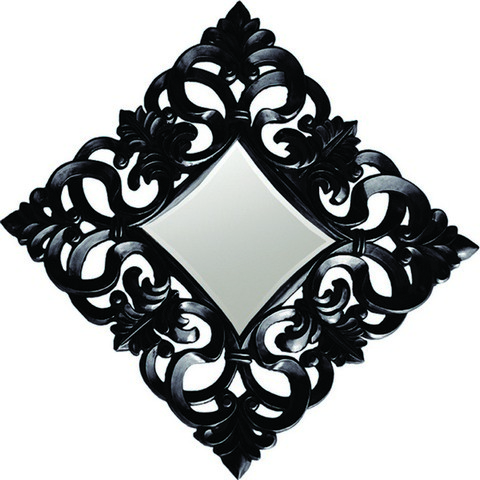 Pu065 Black Ornate Antique Mirror