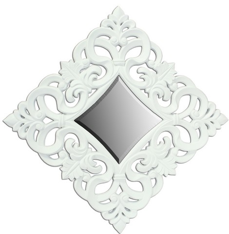 Pu065 White Ornate Antique Mirror
