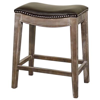 198625b-01 Elmo Bonded Leather Counter Stool Mystique Gray Frame, Brown