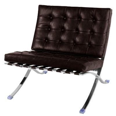 6300005-d8 Barca Pu Accent Chair Stainless Steel Frame, Distressed Black