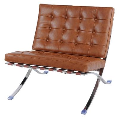 6300005-d1 Barca Pu Accent Chair Stainless Steel Frame, Distressed Caramel