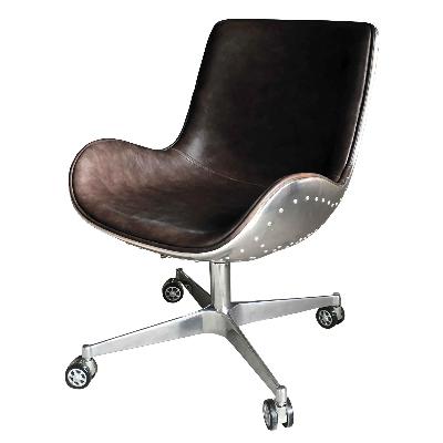 6300001-d2 Abner Pu Swivel Chair Aluminum Frame, Distressed Java