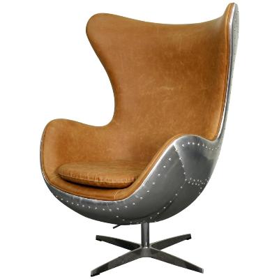 633043p-d1-al Axis Pu Swivel Rocker Chair Aluminum Frame, Distressed Caramel