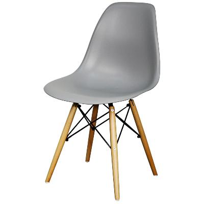 618132-g-m Allen Molded Pp Chair Maple Dowel Legs, Gray - Set Of 4