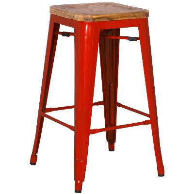 938627-r Metropolis Backless Counter Stool Wood Seat, Red - Set Of 4