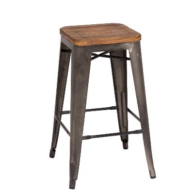 938627-gm Metropolis Backless Counter Stool Wood Seat, Gunmetal - Set Of 4