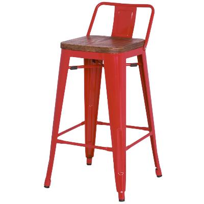 938537-r Metropolis Low Back Bar Stool Wood Seat, Red - Set Of 4