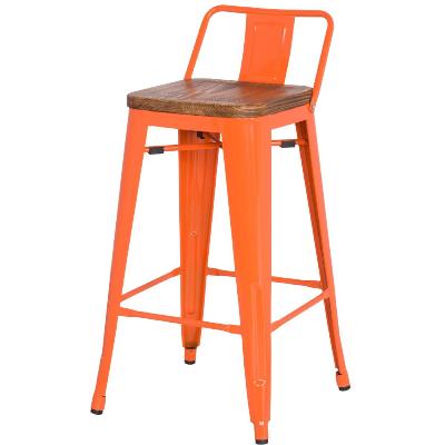 938533-o Metropolis Low Back Counter Stool Wood Seat, Orange - Set Of 4