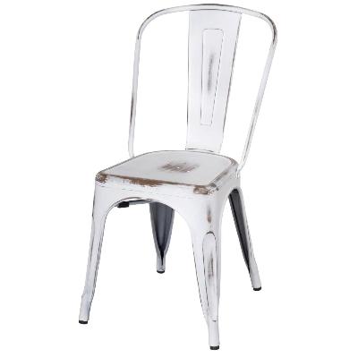 938233-dw Metropolis Metal Side Chair, Distressed White - Set Of 4