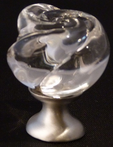 Cr-4100-na Pew Rose Shaped Clear Crystal Cabinet Knob With Pewter Base, Natural Pewter