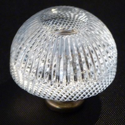 Cr-4250-na Pew Clear Crystal Cabinet Knob With Grooved Design Solid Pewter Base, Natural Pewter