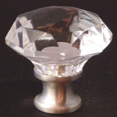 Cr-4300-sh Pew Clear Faceted Cabinet Knob With Solid Pewter Base, Shiny Pewter
