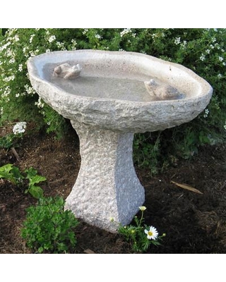 Bb-fr-3 Two Frog Gold Granite Birdbath With Chisled Exterior And Base