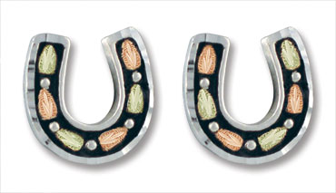 Mrler846p Silver Black Hills Gold Horseshoe Earrings