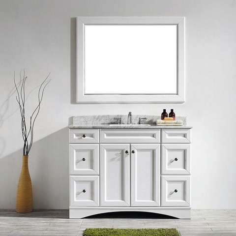 V 710048-wh-ca Naples 48 In. Vanity In White With Carrara White Marble Countertop With Mirror