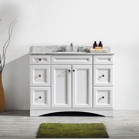 V 710048-wh-ca-nm Naples 48 In. Vanity In White With Carrara White Marble Countertop Without Mirror