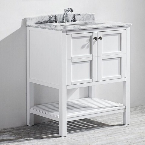 V 713030-wh-ca-nm Florence 30 In. Vanity In White With Carrara White Marble Countertop Without Mirror