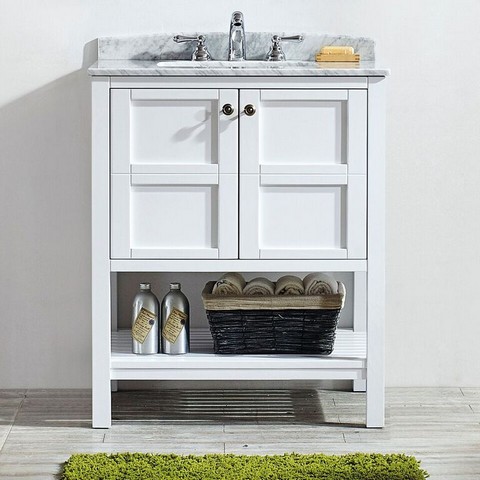 V 713036-wh-ca-nm Florence 36 In. Vanity In White With Carrara White Marble Countertop Without Mirror
