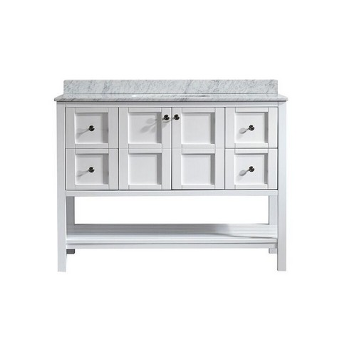 V 713048-wh-ca-nm Florence 48 In. Vanity In White With Carrara White Marble Countertop Without Mirror