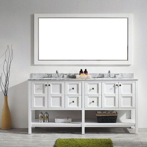 V 713072-wh-ca Florence 72 In. Vanity In White With Carrara White Marble Countertop With Mirror