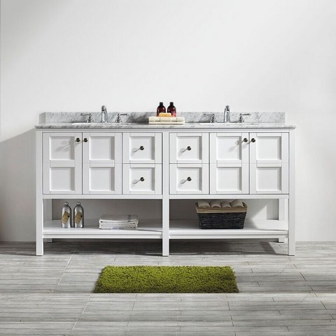 V 713072-wh-ca-nm Florence 72 In. Vanity In White With Carrara White Marble Countertop Without Mirror