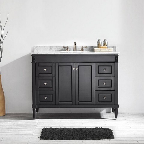 V 715048-es-ca-nm Catania 48 In. Vanity In Espresso With Carrara White Marble Countertop Without Mirror