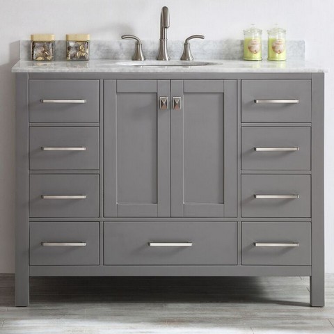 V 723048-gr-ca-nm Gela 48 In. Single Vanity In Grey With Carrara White Marble Top Without Mirror