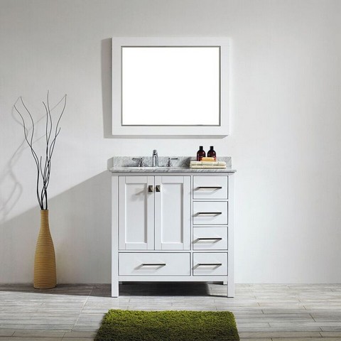 V 723036-wh-ca Gela 36 In. Single Vanity In White With Carrara White Marble Top With Mirror