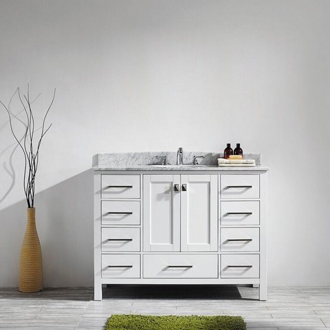 V 723048-wh-ca-nm Gela 48 In. Single Vanity In White With Carrara White Marble Top Without Mirror