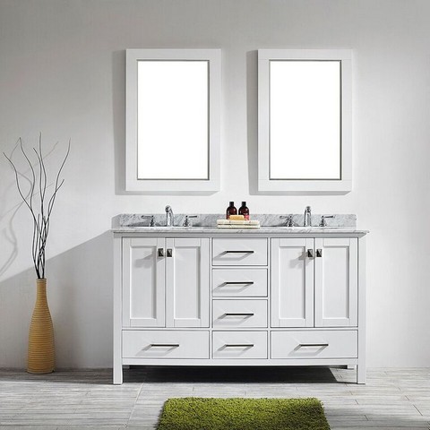 V 723060-wh-ca Gela 60 In. Double Vanity In White With Carrara White Marble Top With Mirror