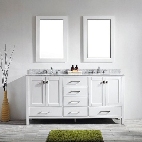 V 723072-wh-ca Gela 72 In. Double Vanity In White With Carrara White Marble Top With Mirror