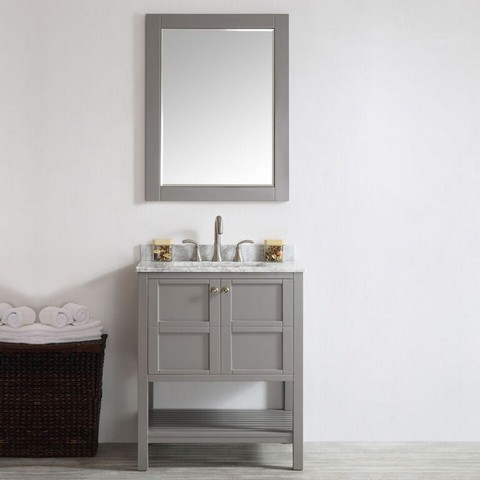 V 713030-gr-ca Florence 30 In. Single Vanity In Grey With Carrara White Marble Top With Mirror
