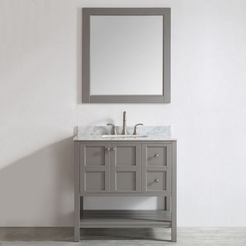 V 713036-gr-ca Florence 36 In. Single Vanity In Grey With Carrara White Marble Top With Mirror