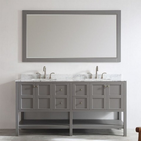 V 713072-gr-ca Florence 72 In. Double Vanity In Grey With Carrara White Marble Top With Mirror