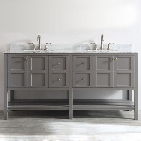 V 713072-gr-ca-nm Florence 72 In. Double Vanity In Grey With Carrara White Marble Top Without Mirror