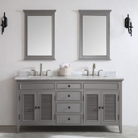 V 708072-gr-ca Piedmont 72 In. Double Vanity In Grey With Carrara White Marble Top With Mirror