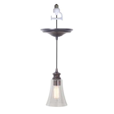 Pbn-0924-0011 1-light Brushed Bronze Instant Pendant Conversion Kit- Clear Glass Shade