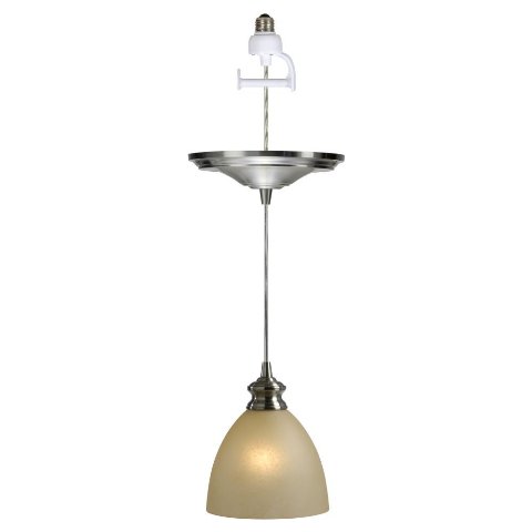 1-light Brushed Nickel Instant Pendant Conversion Kit, Parchment Glass Shade