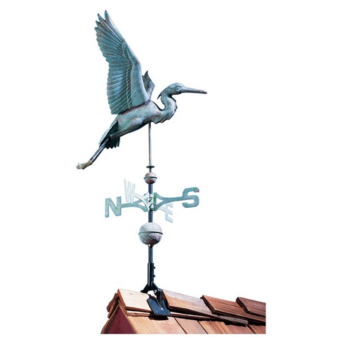 Heron Copper Weathervane - Verdigris