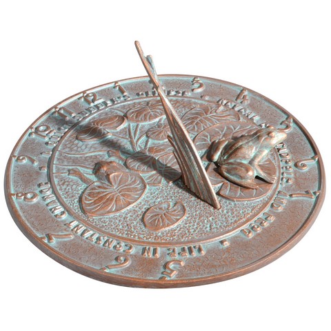 00493 Frog Sundial - Copper Verdi