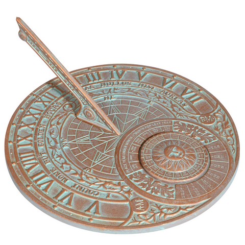 00166 Perpetual Calendar Sundial - Copper Verdi