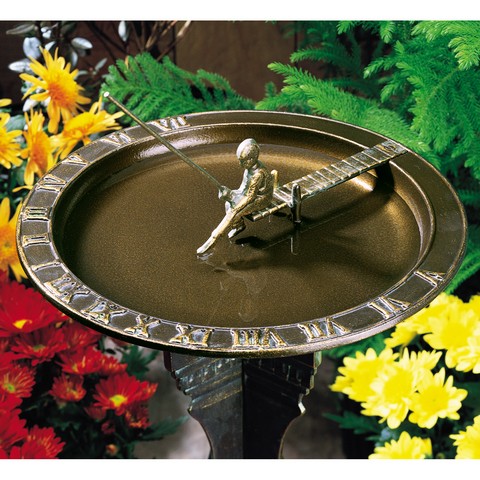 01262 Fisherboy Sundial Birdbath - French Bronze