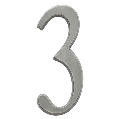 Design-it Number Standard Plaque - Satin Brass, No. 3