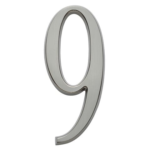 Design-it Number Standard Plaque - Satin Brass, No. 9
