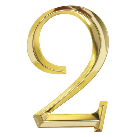 6 In. Classic House Number 2 - Polished Brass