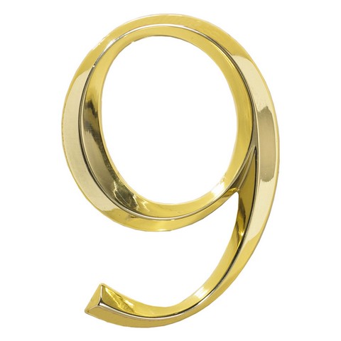 11109 6 In. Classic House Number 9 - Polished Brass