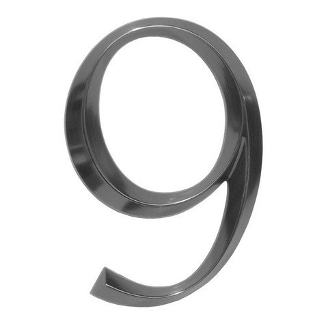 11099 6 In. Classic House Number 9 - Polished Nickel